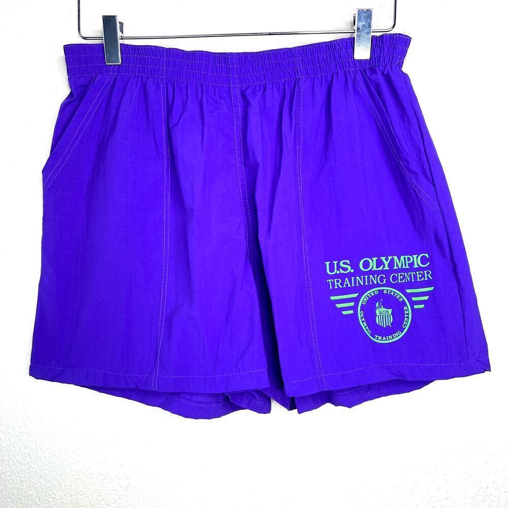 Vintage US Olympic Training Center Athletic Shorts Track Running Purple Large
